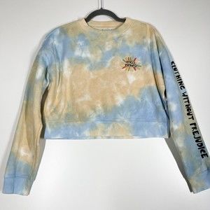 Cross Colours Crop Sweatshirt Womens Tie Dye Graphic Sunshine Hip Hop Size Small